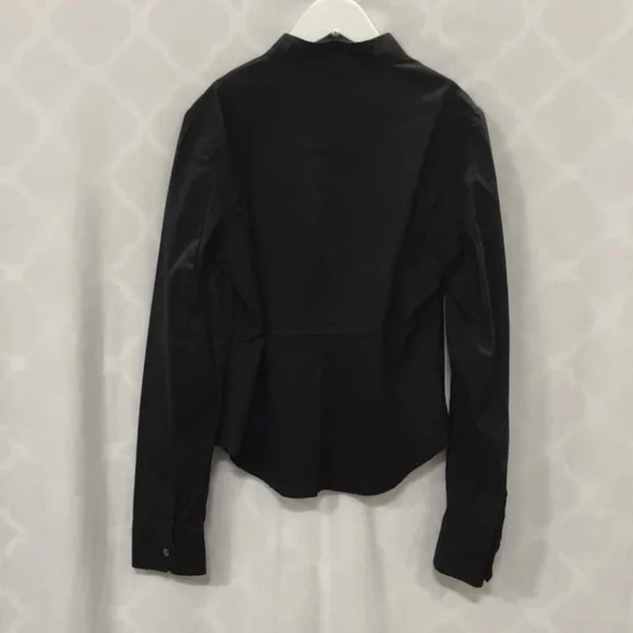 MAX MARA WEEKEND Black Cotton Lycra Button High Collar Office Long Sleeve Shirt - Picture 2 of 9